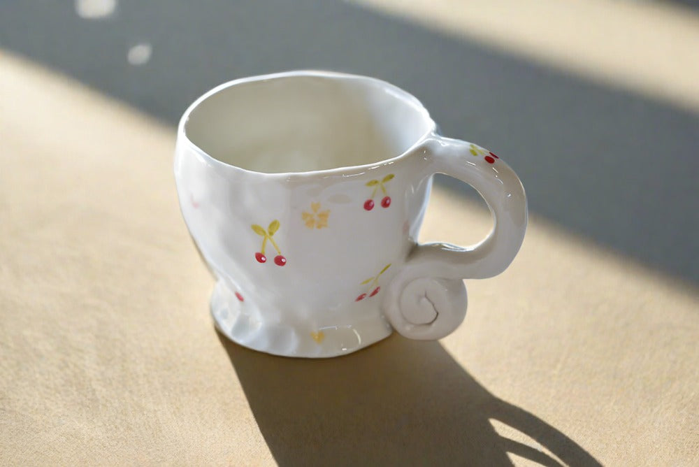 Handmade coffee mug - Cherry mug - Elegant mug