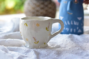 Handmade coffee mug - lavender flower mug - Elegant mug