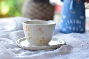 Handmade tea cup- floral cup - mug with saucer