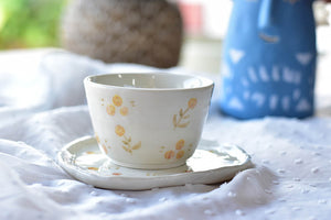 Handmade tea cup- floral cup - mug with saucer