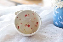 Load image into Gallery viewer, Handmade tea cup- daisy strawberry cup
