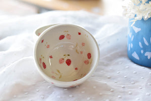 Handmade tea cup- daisy strawberry cup