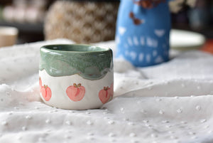 Handmade peach cup - drippy coffee lover cup - Elegant tea cup