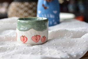 Handmade peach cup - drippy coffee lover cup - Elegant tea cup