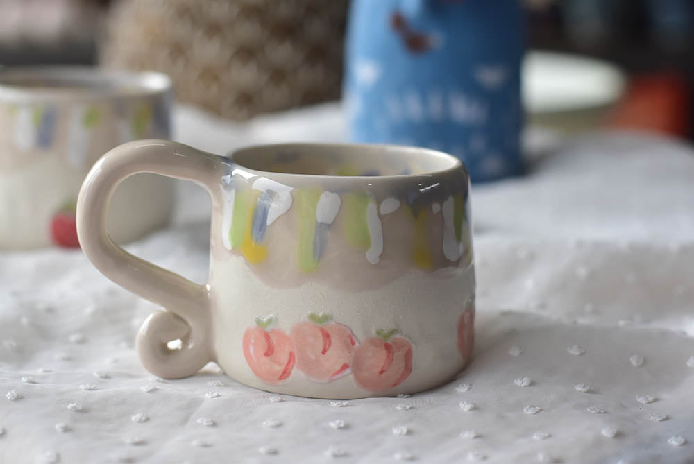 Handmade peach mug - coffee lover mug - Elegant ceramic mug