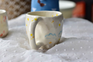 Handmade bear mug - coffee lover mug - star moon ceramic mug