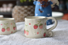 Load image into Gallery viewer, Handmade strawberry mug - coffee lover mug - Elegant ceramic mug
