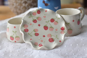 Handmade strawberry mug - coffee lover mug - Elegant ceramic mug