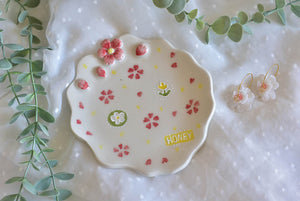 Cherry blossom jewellery plate - Handmade desert tray - HONEY