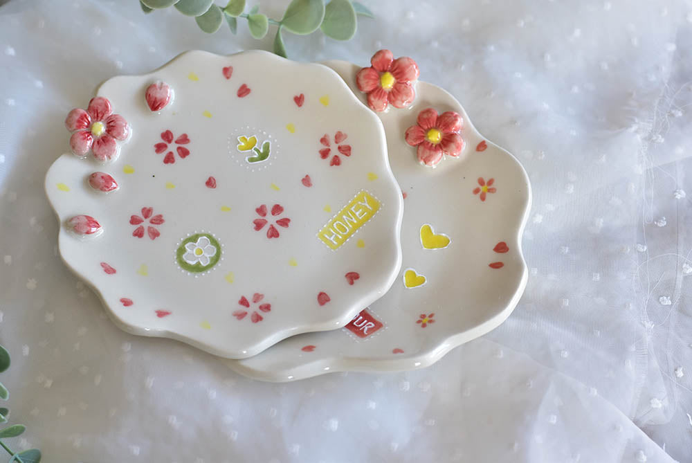 Cherry blossom jewellery plate - Handmade desert tray - HONEY