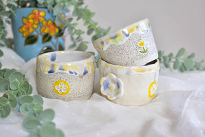 Handmade drippy coffee cup- floral tea cup