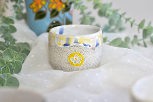 Handmade drippy coffee cup- floral tea cup