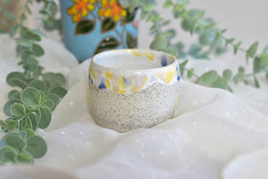 Handmade drippy coffee cup- floral tea cup