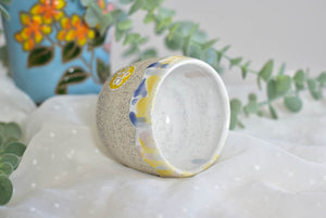 Handmade drippy coffee cup- floral tea cup