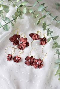 Petal Polymer Clay Earrings (Metallic Red 2)