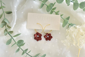 Flower Polymer Clay Earrings (Metallic Red 2)