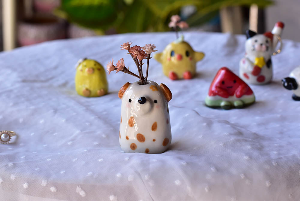 Handmade ceramic cute animal vase - ring holder