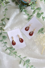 Load image into Gallery viewer, Petal Polymer Clay Earrings (Metallic Red 1)
