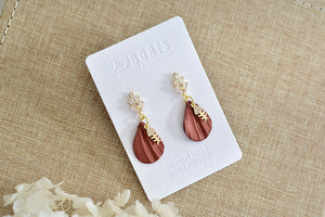 Petal Polymer Clay Earrings (Metallic Red 3)