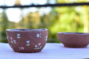 Handmade daisy bowl - Floral pattern bowl - Retro style