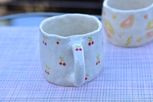 Cherry mug - coffee lover mug (speckled)