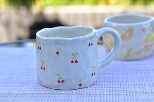 Cherry mug - coffee lover mug (speckled)