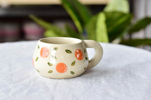 Orange coffee mug - cute tableware - handpainting ceramic