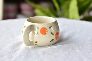 Orange coffee mug - cute tableware - handpainting ceramic