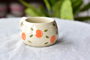 Orange coffee mug - cute tableware - handpainting ceramic