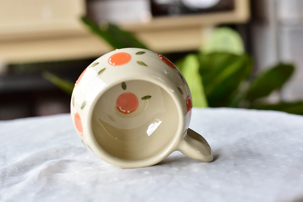 Orange coffee mug - cute tableware - handpainting ceramic