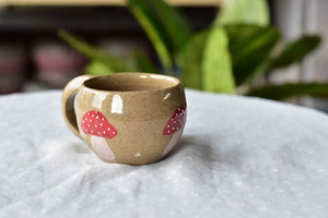 Mushroom coffee mug - cute tableware in brown - tea lover