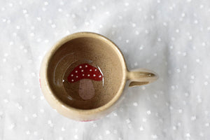 Mushroom coffee mug - cute tableware in brown - tea lover