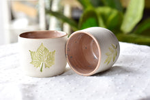 Load image into Gallery viewer, Stoneware leaf mug - cute tableware - tea coffee lover
