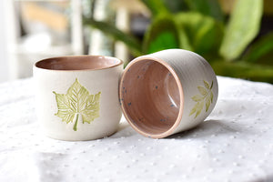 Stoneware leaf mug - cute tableware - tea coffee lover