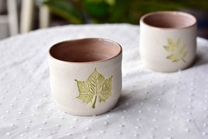 Stoneware leaf mug - cute tableware - tea coffee lover