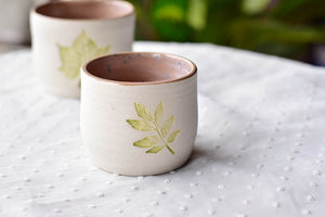 Stoneware leaf mug - cute tableware - tea coffee lover