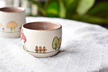 Load image into Gallery viewer, Stoneware mushroom house mug - cute tableware - tea coffee lover
