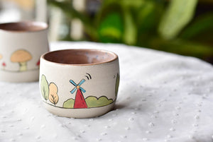 Stoneware mushroom house mug - cute tableware - tea coffee lover