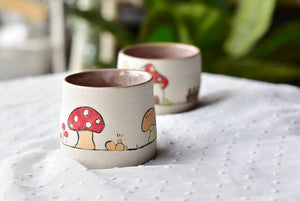 Stoneware mushroom mug - cute tableware - tea coffee lover