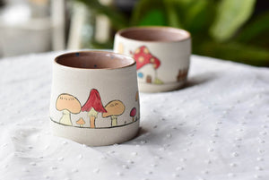 Stoneware mushroom mug - cute tableware - tea coffee lover