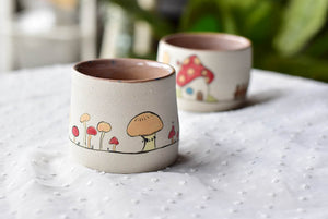 Stoneware mushroom mug - cute tableware - tea coffee lover