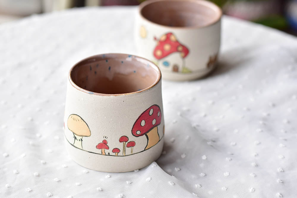 Stoneware mushroom mug - cute tableware - tea coffee lover