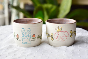 Stoneware puppy mug - cute tableware - tea coffee lover