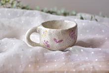 Load image into Gallery viewer, Handmade coffee mug - small daisy coffee lover mug - cross glaze
