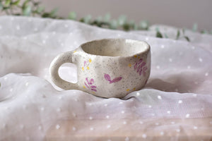 Handmade coffee mug - small daisy coffee lover mug - cross glaze