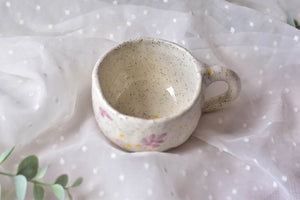 Handmade coffee mug - small daisy coffee lover mug - cross glaze