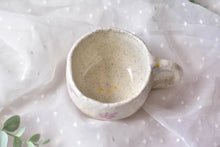 Load image into Gallery viewer, Handmade coffee mug - small daisy coffee lover mug - cross glaze
