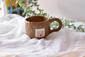 Handmade coffee mug -  Bear hippo mug - coffee lover