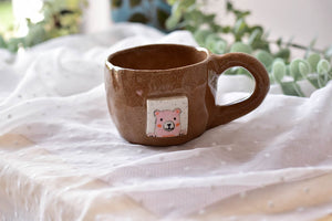 Handmade coffee mug -  Bear hippo mug - coffee lover