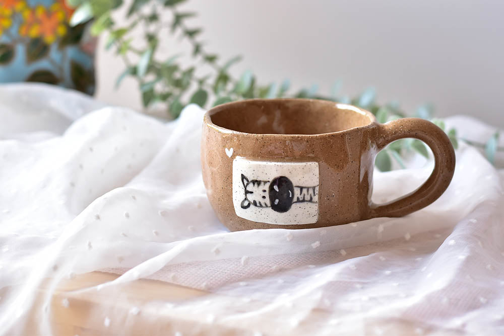 Handmade coffee mug -  Zebra hippo mug - coffee lover